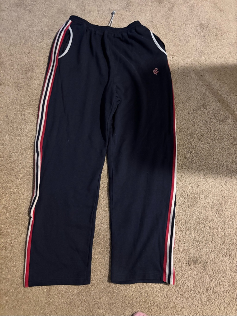 Rocawear Navy Sweatpants with Red & White Side Stripes